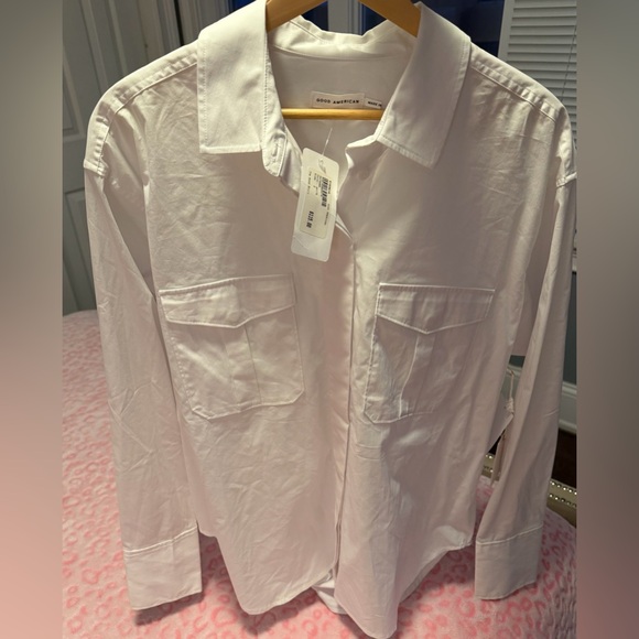 NWT Good American White Button-Up Shirt 
Evereve Women’s Size: 2 - Picture 9 of 12